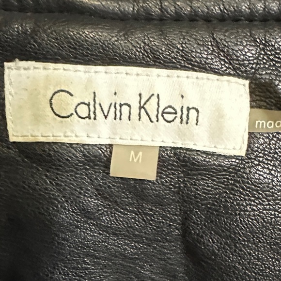 Calvin Klein Black Leather Biker Jacket - Picture 2 of 16